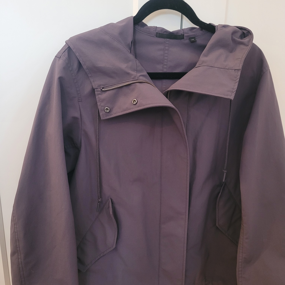 Uniqlo Cotton Blend Purple Eggplant Jacket Raincoat Parka Size S - Picture 8 of 9